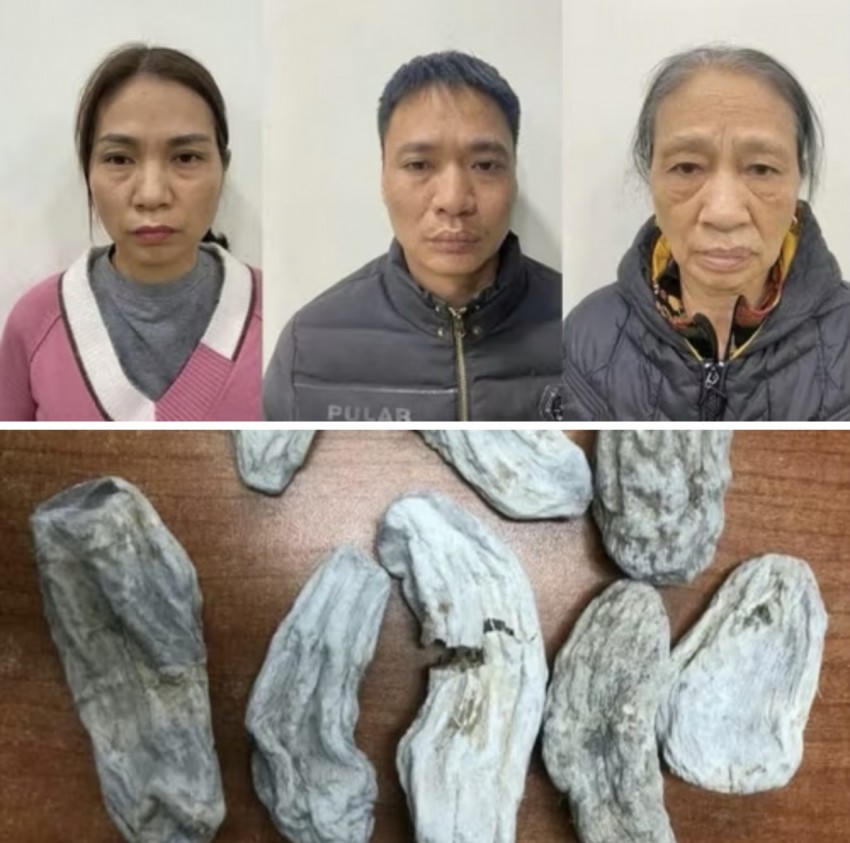 Các đối tượng và tang vật lừa đảo.