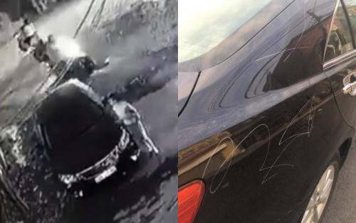 Chân dung người phụ nữ cào xước xe Camry được camera ghi lại.