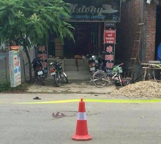 Hiện trường nơi xảy ra sự việc một người bị chém chết.