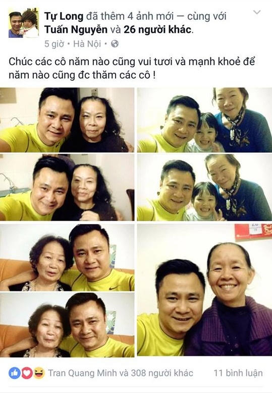 NSND Tự Long chia sẻ hình ảnh mình chụp cùng những người cô giáo thời thơ ấu kèm lời chúc các cô vui tươi và mạnh khỏe để năm nào anh cũng được thăm các cô.