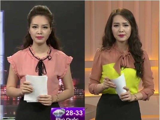 BTV Thụy Vân là một trong những MC đi đầu trong phòng trào đưa "đồ ngủ" và sự kết hợp "siêu đột phá" giữa 2 màu chẳng liên quan trong một chiếc áo khi lên sóng truyền hình.