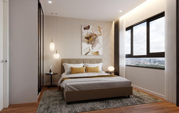 Phòng ngủ thiết kế vách kính lớn mang đến sự thoải mái cho chủ nhân