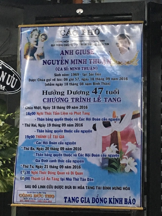 Thời gian diễn ra lễ động quan và di quan đã được thay đổi một chút. Lễ động quan diễn ra lúc 7h30 và Thánh lễ sẽ diễn ra lúc 8h. Sau đó mang đi hỏa táng tại Bình Hưng Hòa.