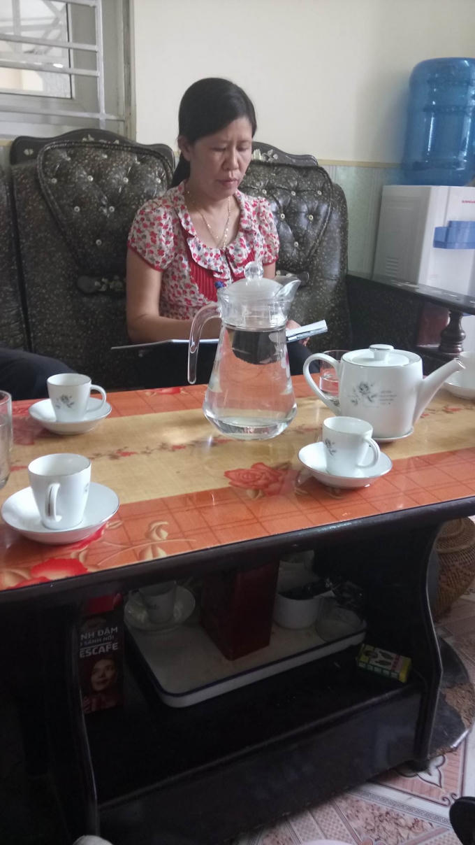 Bà Nguyễn Thị Chinh - Hiệu trưởng trường THCS Điệp Nông đang tiếp PV.