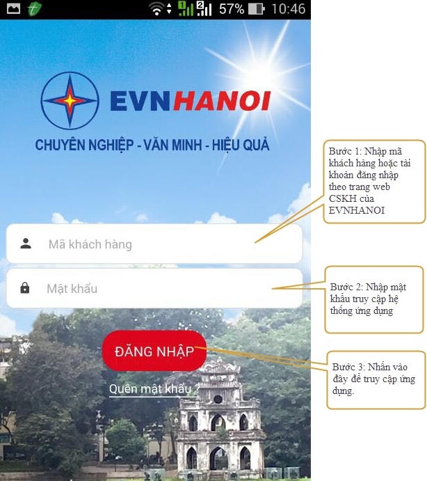 Ứng dụng “EVNHANOI CSKH” dành cho smartphone.