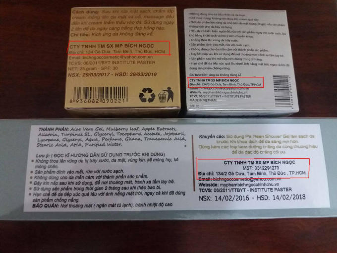 Các sản phẩm cùng 1 công ty, nhưng địa chỉ lại khác nhau, liệu có sự gian dối nào của nhà sản xuất.