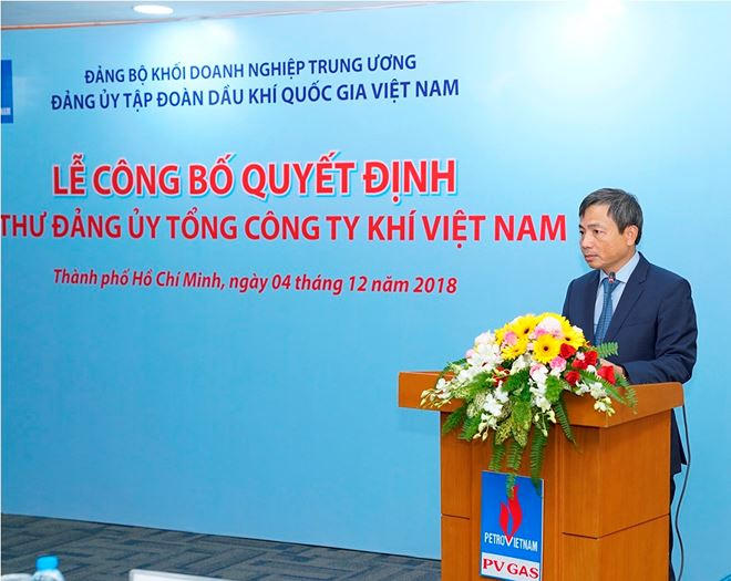 Bí thư  PV GAS Nguyễn Sinh Khang phát biểu nhận nhiệm vụ mới