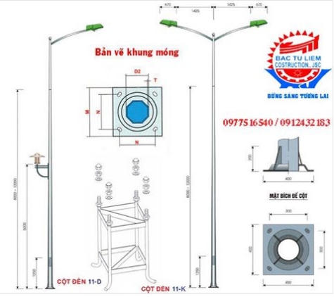 Bản vẽ kỹ thuật mẫu công ty đã thực hiện dự án Cột đèn cao áp BTL-11