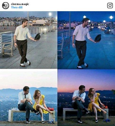 Những cảnh quay của bộ phim âm nhạc bom tấn "La La Land" trước và sau quá trình chỉnh sửa màu sắc.