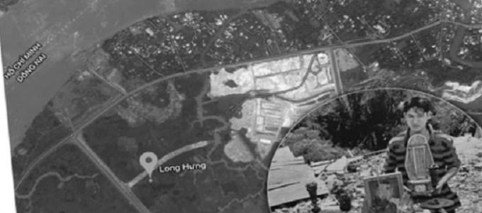 Hình ảnh vệ tinh cho thấy xã Long Hưng nay lở như một vết thương bên cạnh sông Đồng Nai.