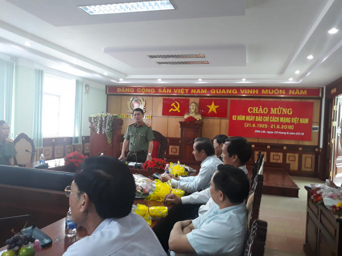 Ông Đổng Trọng Thư- Phó Giám đốc công an tỉnh Đắk Lắk phát biểu tại buổi lễ kỷ niệm