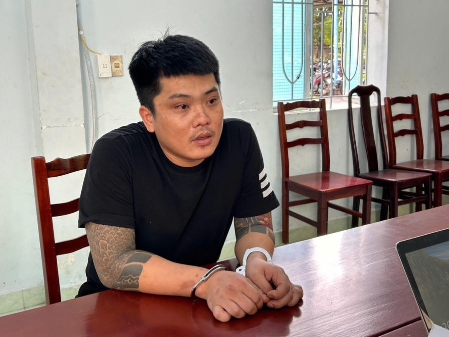 Đối tượng Huỳnh Cao Cường tại Cơ quan Công an.