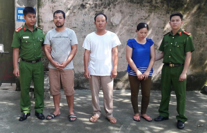 Các đối tượng Mai, Sương và Hải tại cơ quan điều tra.