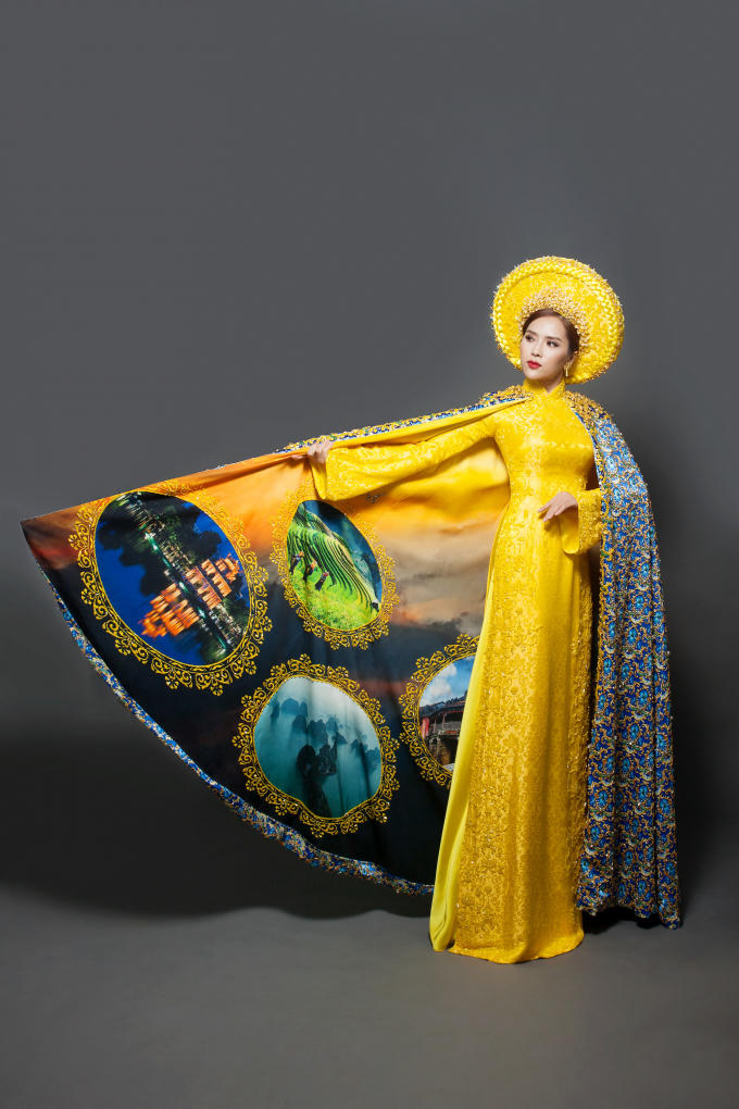 Bella Mai cũng chính thức công bố bộ quốc phục sẽ trình diễn vào đêm chung kết Hoa hậu du lịch Hoàn vũ thế giới.