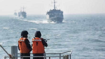 Hình ảnh một cuộc tập trận trên biển Baltic (Ảnh: RIA Novosti).