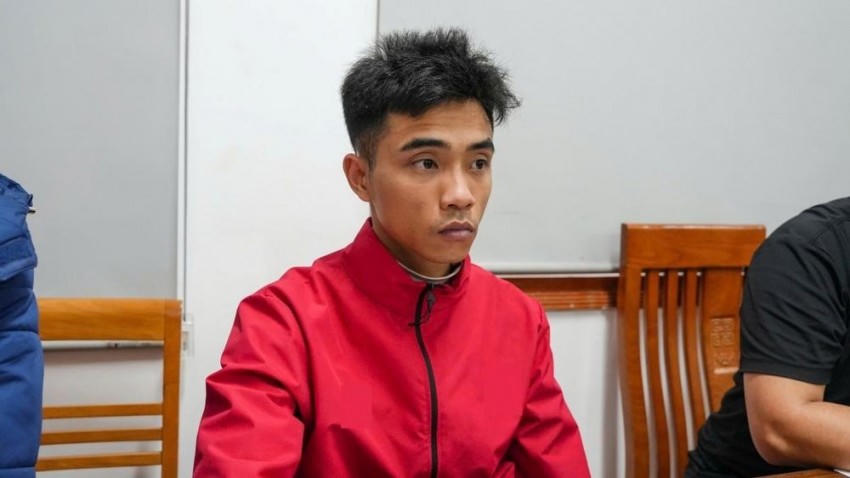 Đối tượng Phùng Tiến Cao tại cơ quan công an.