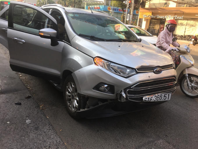 Xe của chị Thúy sau khi gây tai nạn