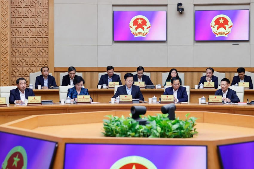 Các Phó Thủ tướng và các trưởng ngành tham dự phiên họp. Ảnh: Nhật Bắc
