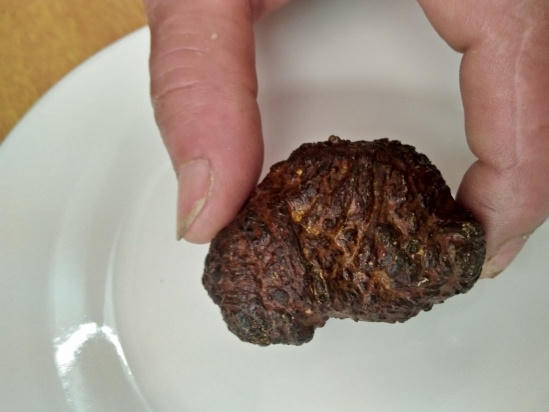 Hai hòn dương bảo có màu vàng và có mùi như thuốc.