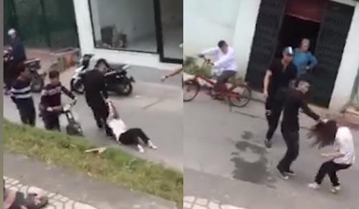 Cô gái bị người yêu túm tóc đánh đập thậm tệ.