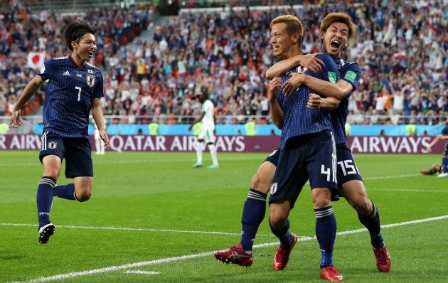 Honda với màn ăn mừng bàn thắng thứ 4 của cá nhân anh tại các vòng chung kết World Cup.