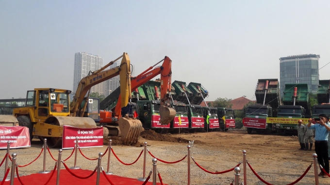 Lễ động thổ công trình công viên hồ điều hòa Phùng Khoang sáng nay.