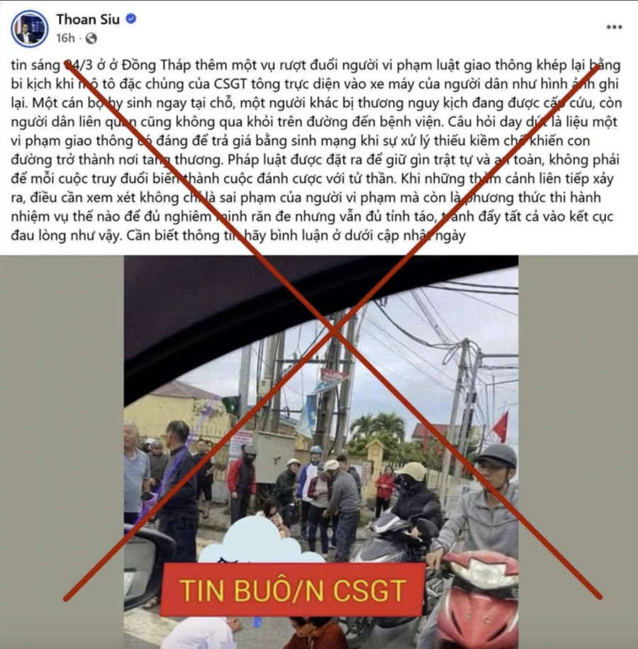 Thông tin liên quan đến vụ việc được phát tán trên MXH là sai sự thật.