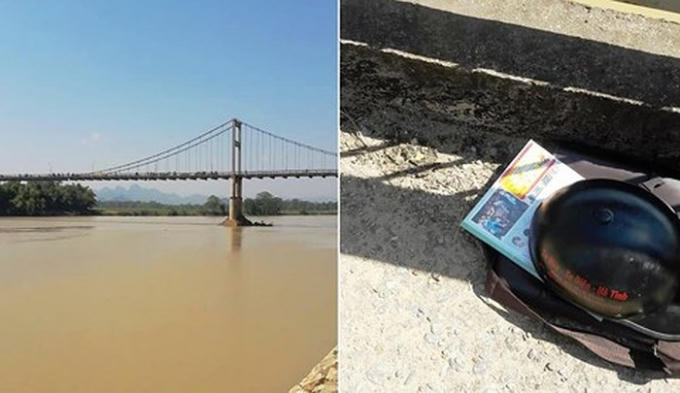 Cặp sách và chiếc cầu nơi Ng. gieo mình xuống sông.