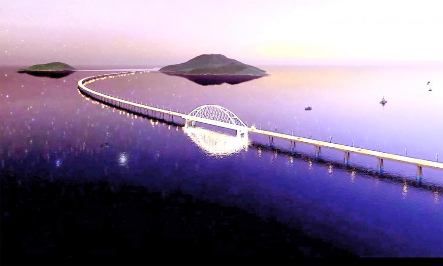 Phối cảnh Cầu vượt biển Hòn Khoai dài khoảng 18km, cầu vượt biển dài nhất Việt Nam (Ảnh: Bộ Quốc phòng).