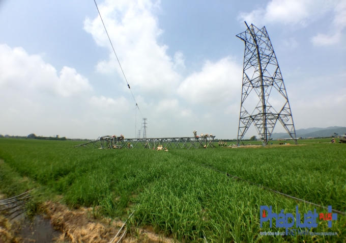 Cột điện bị gãy ngang thân trước cơn lốc không lớn