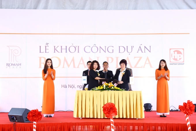 Lễ ký kết hợp đồng hợp tác tài trợ vốn cho dự án với Ngân hàng TMCP Quân đội.