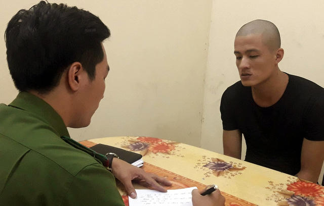 Đối tượng Tuấn tại cơ quan Công an.