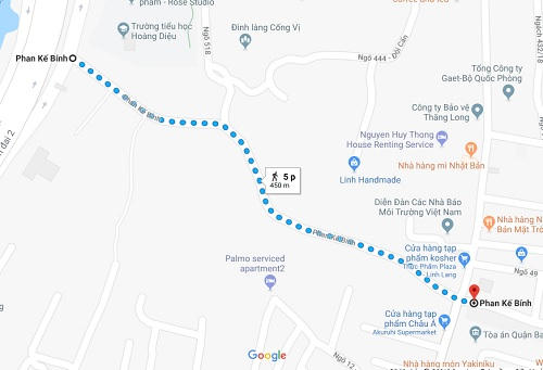 Vị trí sai phạm nằm tại khu vực đắc địa quận Ba Đình. Ảnh: Google map