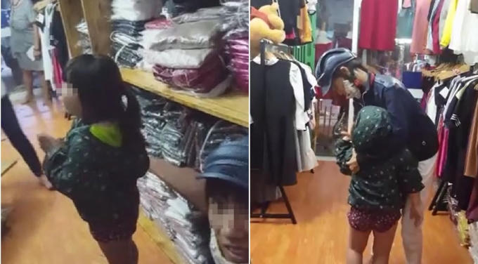 B&eacute; g&aacute;i kh&oacute;c nức nở, chắp tay cầu xin tha cho mẹ.