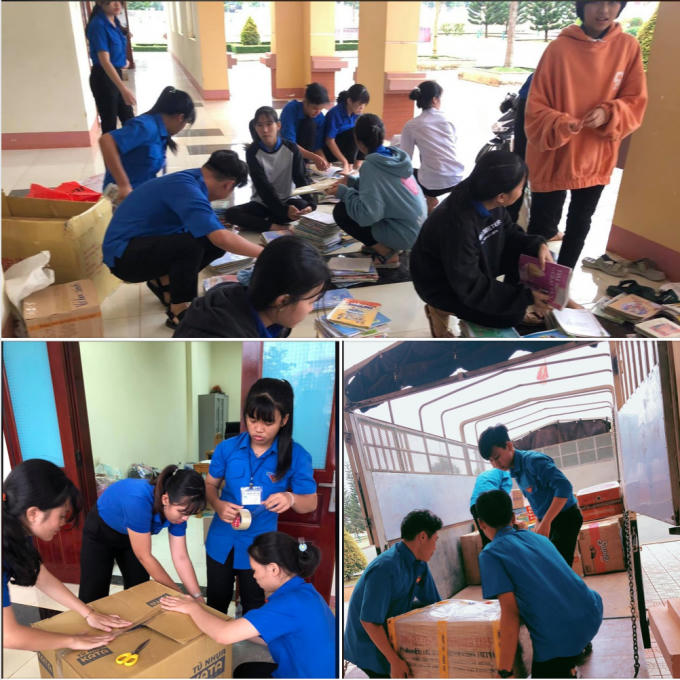 Các cấp bộ Đoàn - Hội toàn tỉnh tích cực vận động nhu yếu phẩm, sách vở, quần áo...; sau đó bố trí nhân lực để phân loại, đóng gói và tìm cách gửi đến người dân vùng lũ