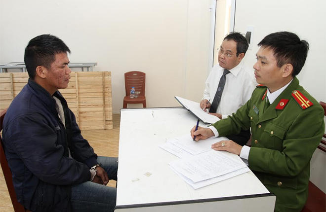 Đối tượng Hoát tại cơ quan công an. (Ảnh: Công an Yên Bái).