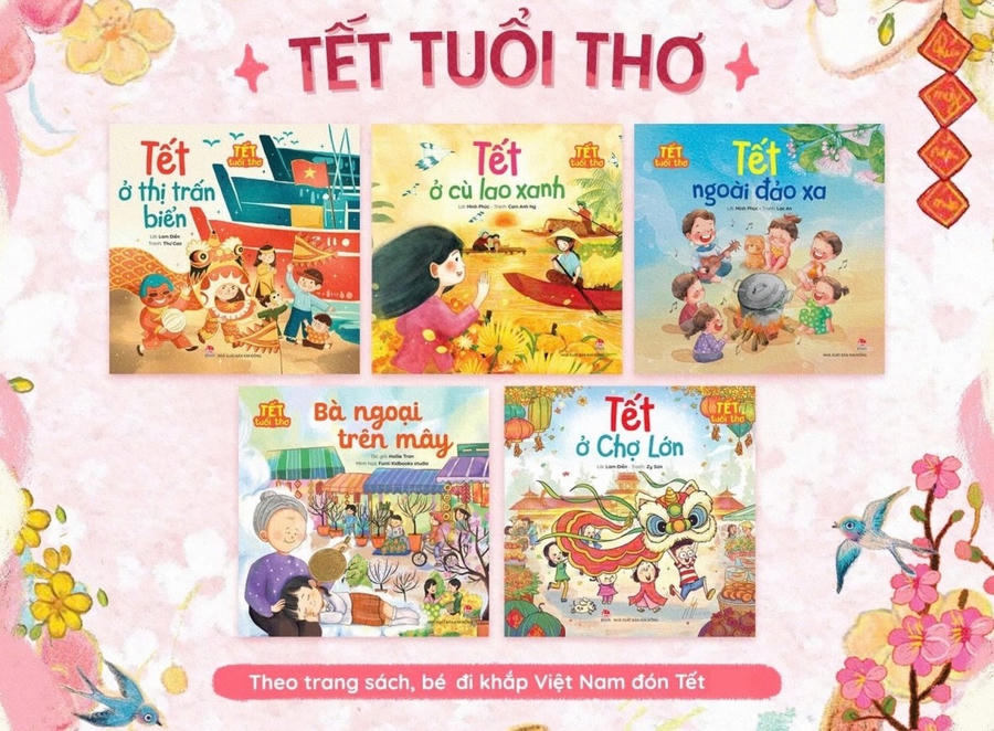 Bộ sách tranh "Tết tuổi thơ" đưa bạn nhỏ đi đón Tết khắp muôn nơi. (Ảnh: NXB Kim Đồng)