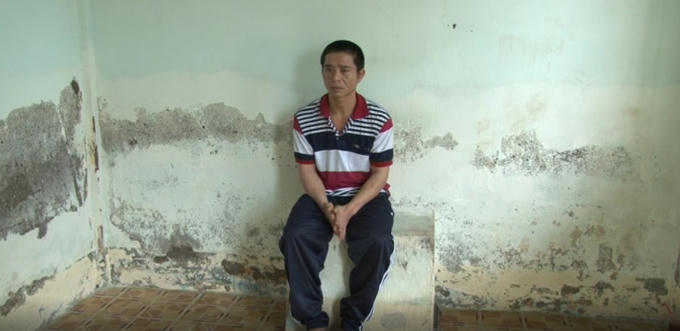 Đối tượng Quân tại cơ quan công an