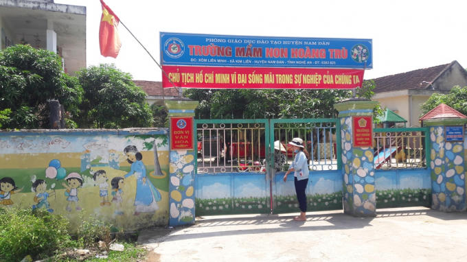 Trường mầm non Hoàng Trù nơi xảy ra sự việc.