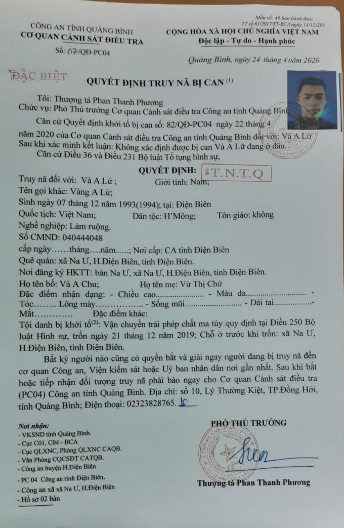 Quyết định truy nã.