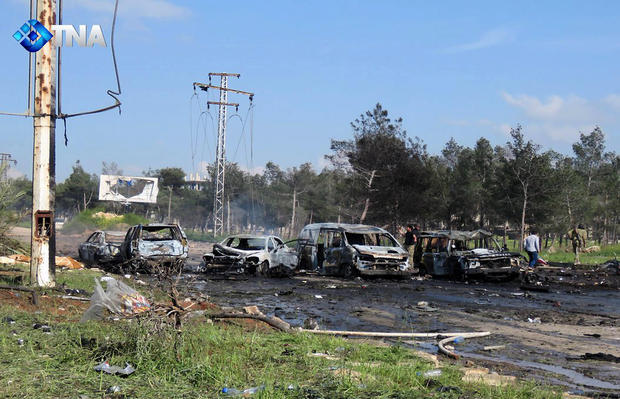 Hiện trường xảy ra vụ đánh bom liều chết tại Syria.
