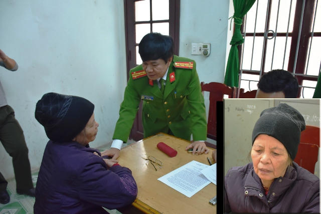 Bà Phạm Thị Xuân tại cơ quan công an.