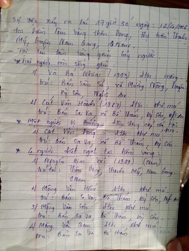 Lời khai ban đầu của 2 người thoát chết.