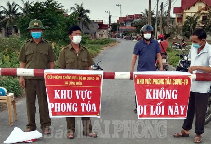 Ngành y tế TP khẩn trương phong tỏa Thôn Cống Hiền, xã Cộng Hiền, huyện Vĩnh Bảo