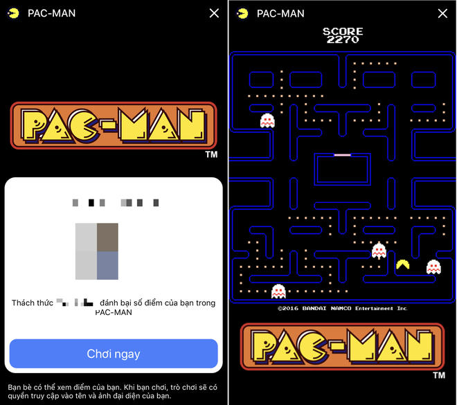 Một ví dụ điển hình như trò PAC-MAN kinh điển từng làm mưa làm gió một thời, cũng có thể được chơi ngay trên Facebook Messenger.