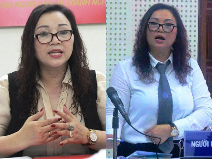 Luật sư Vũ Thị Nga trong đời thường và lúc đang bào chữa tại một phiên tòa. Ảnh: TUYẾN PHAN