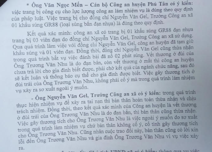Phát biểu của hai cán bộ công an trong biên bản thỏa thuận số 112/BB-UBND.