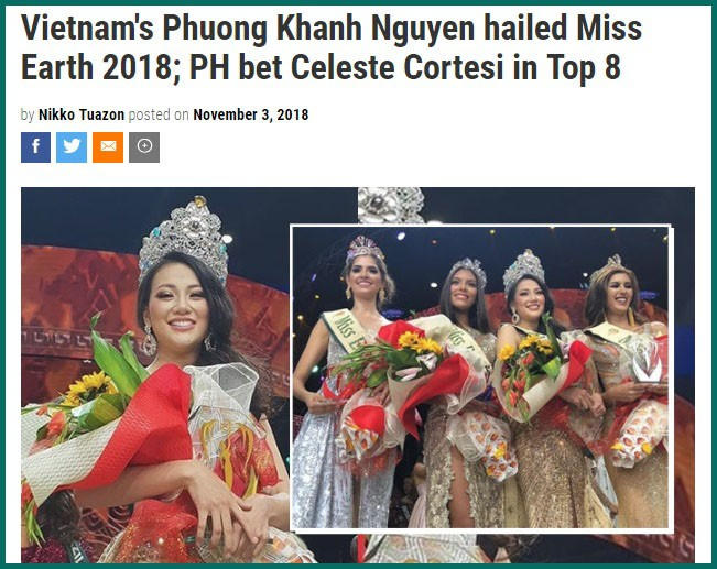 B&aacute;o ch&iacute; quốc tế viết g&igrave; về  t&acirc;n Hoa hậu Tr&aacute;i Đất 2018 - Nguyễn Phương Kh&aacute;nh?