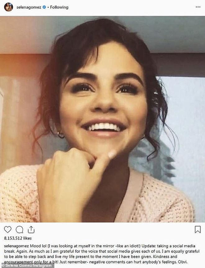 Bức ảnh mới nhất được Selena chia sẻ là vào hôm 24/9.