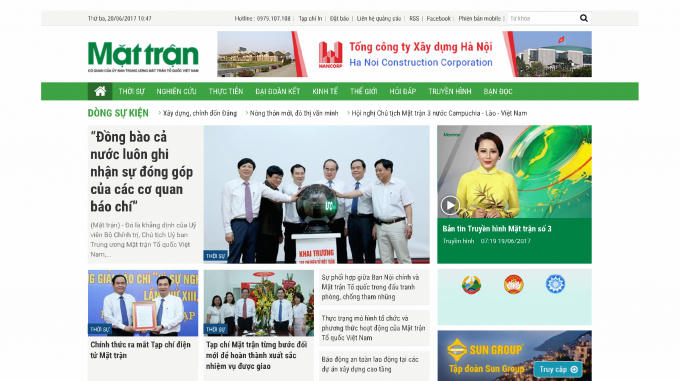 Giao diện Tạp chí điện tử Mặt trận.